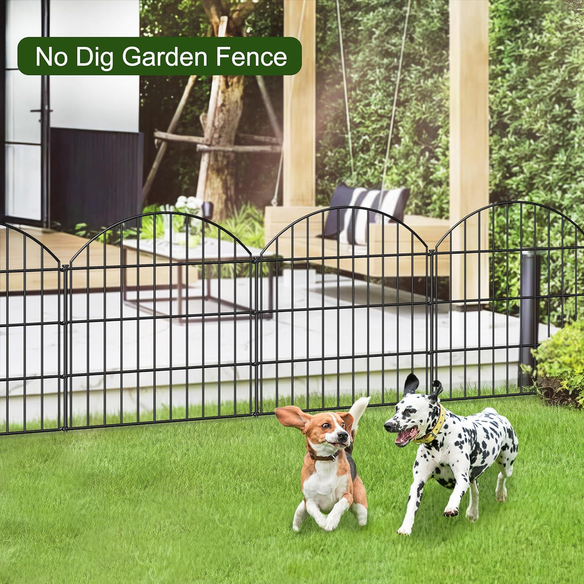 Metal Garden Fence 28in (H) x 37.3ft (L), 16 Panels + 17 Stakes Dog Fences Border Fence Animal