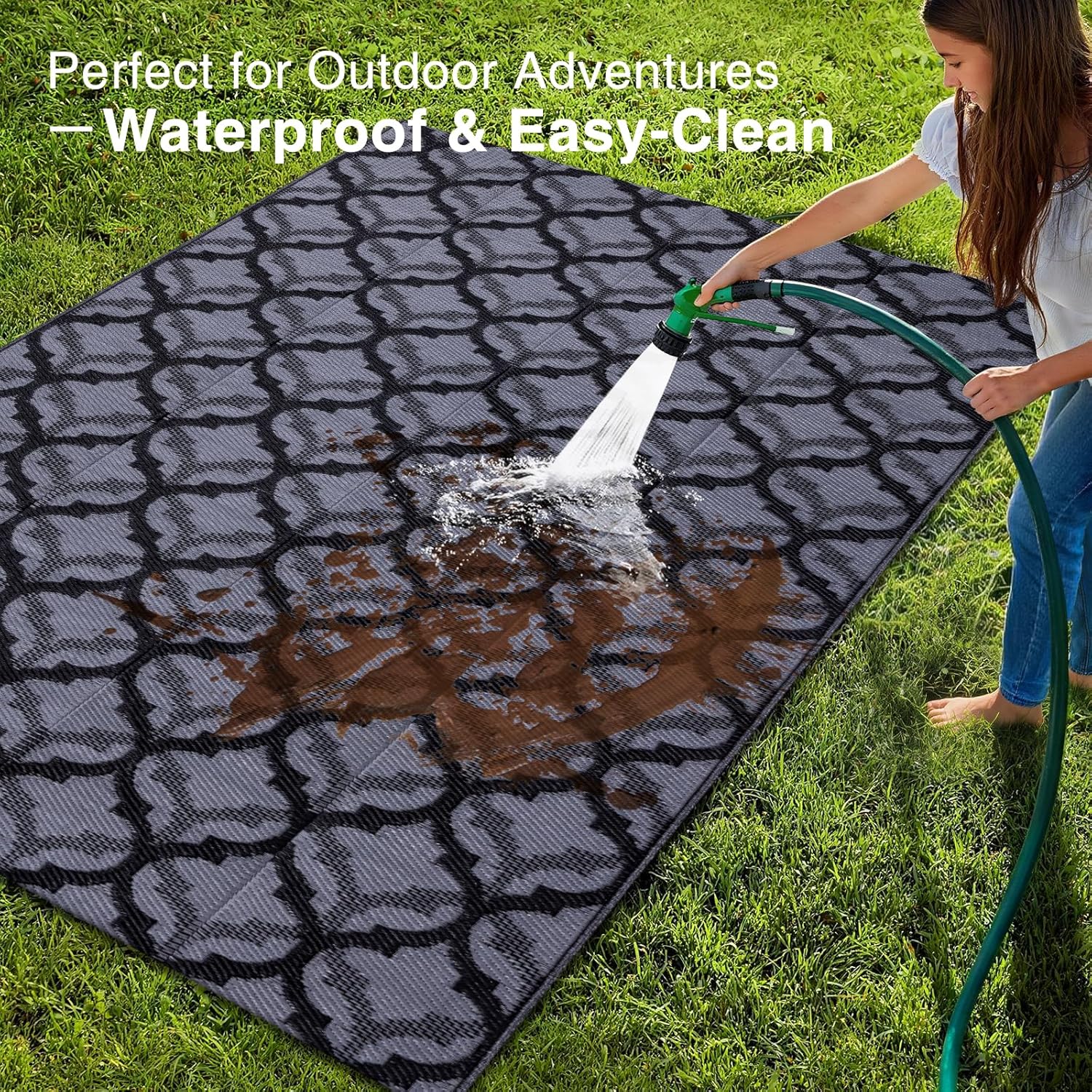 OLANLY Reversible Outdoor Rug 5x8 ft Clearance, Waterproof Outdoor Plastic Straw Rug with