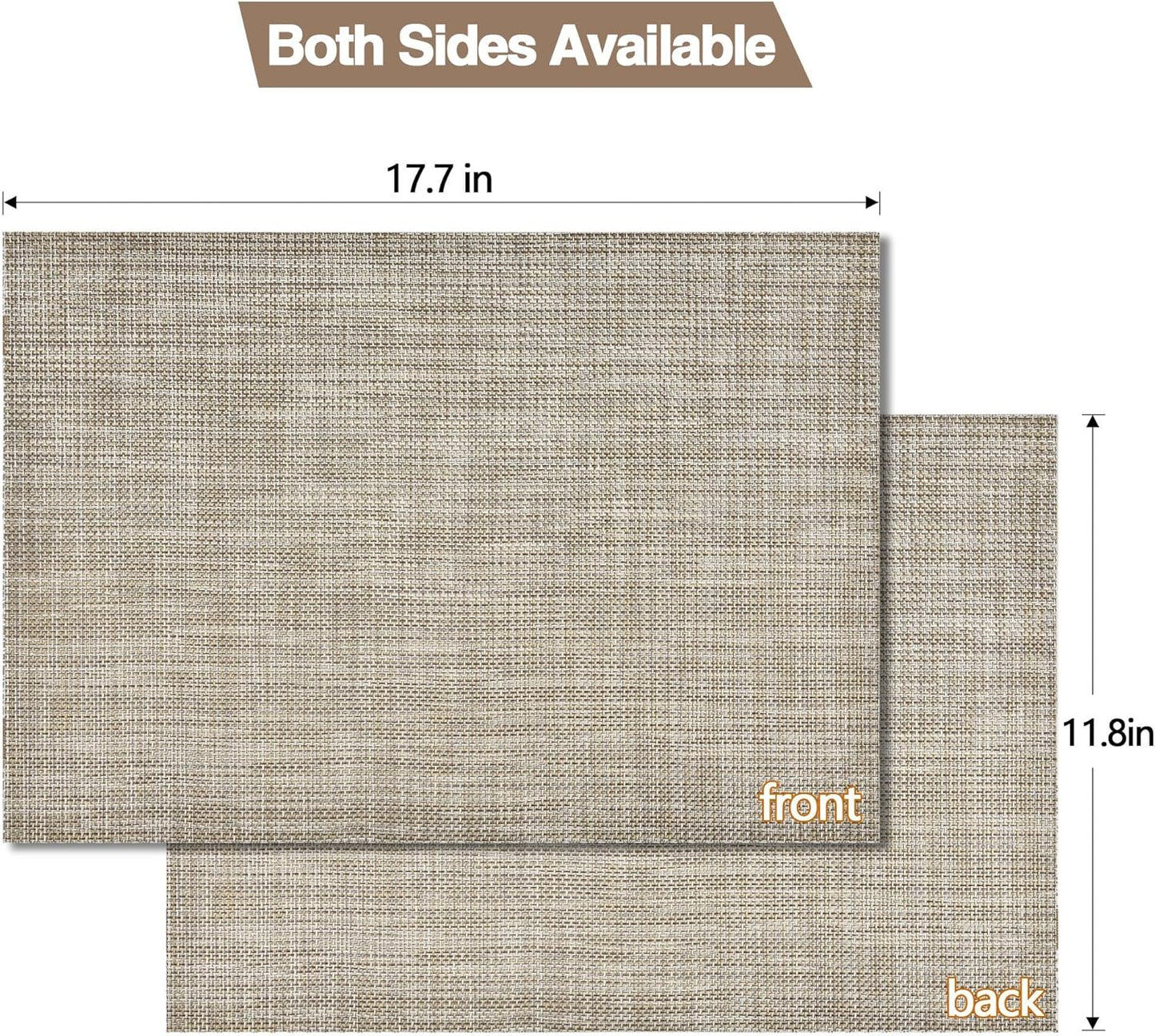 Placemats Set of 4 - Easy Clean Washable Vinyl Placemats - Wipeable Heat Resistant Table Mats for