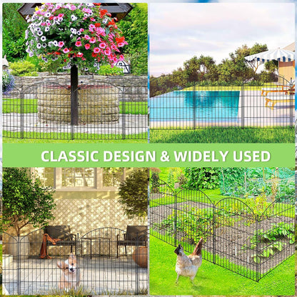 Decorative Garden Fence 32in (H) x12ft (L), 5 Pack No Dig Fence Animal Barrier for Dog with Lock
