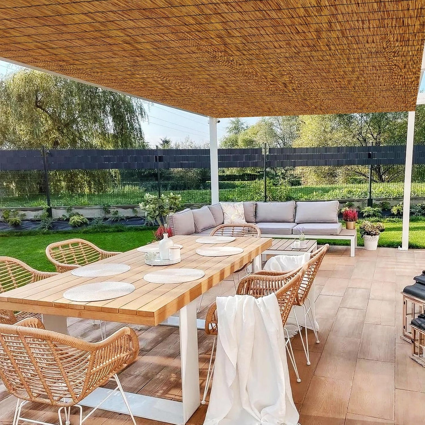 Reed Fencing Rolls,Bamboo Screens Outdoor for Patio,6 Feet High,Suitable for Patio Garden Balcony