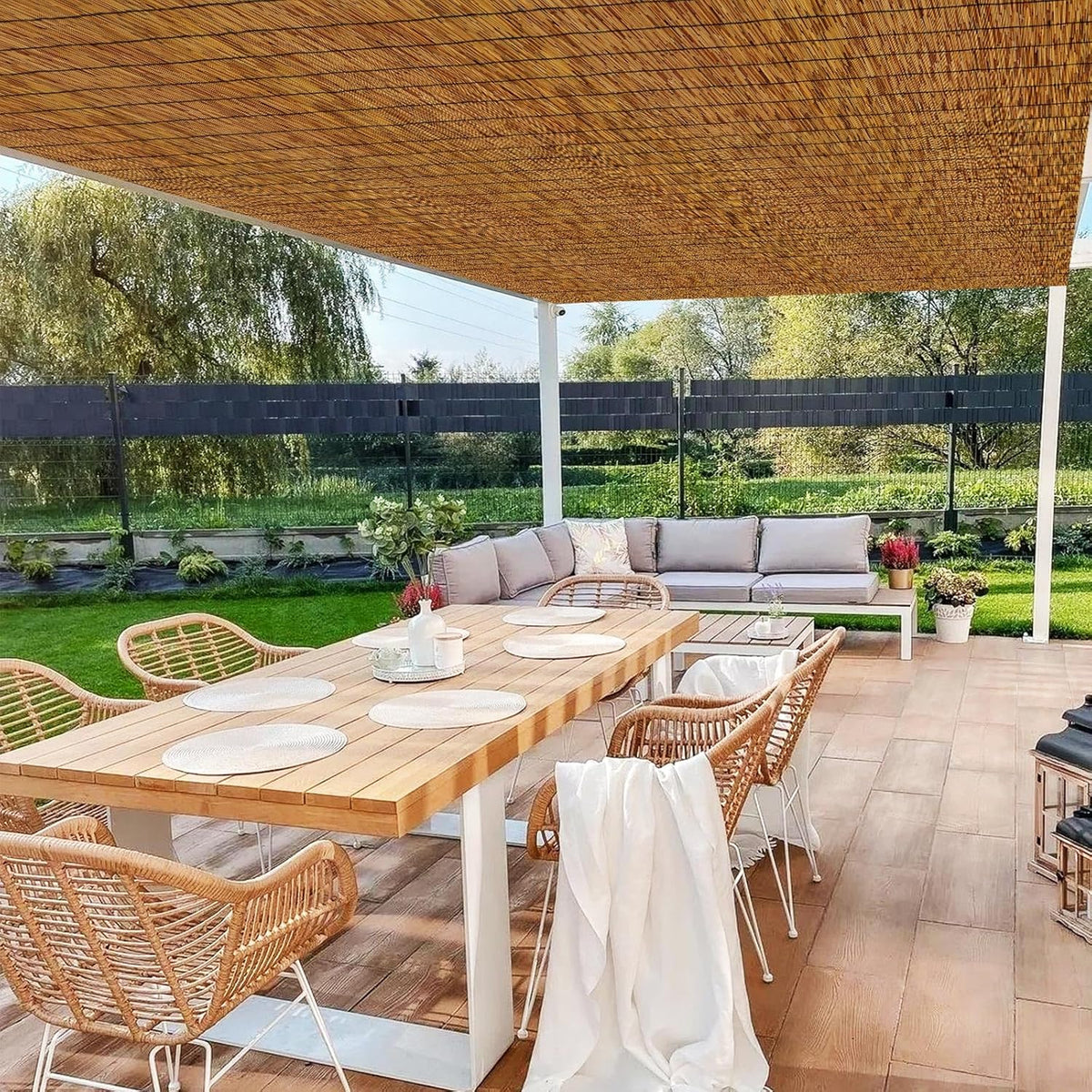 Reed Fencing Rolls,Patio Privacy Screen,Decorative Bamboo Fence Rolls for Patio Balcony Garden