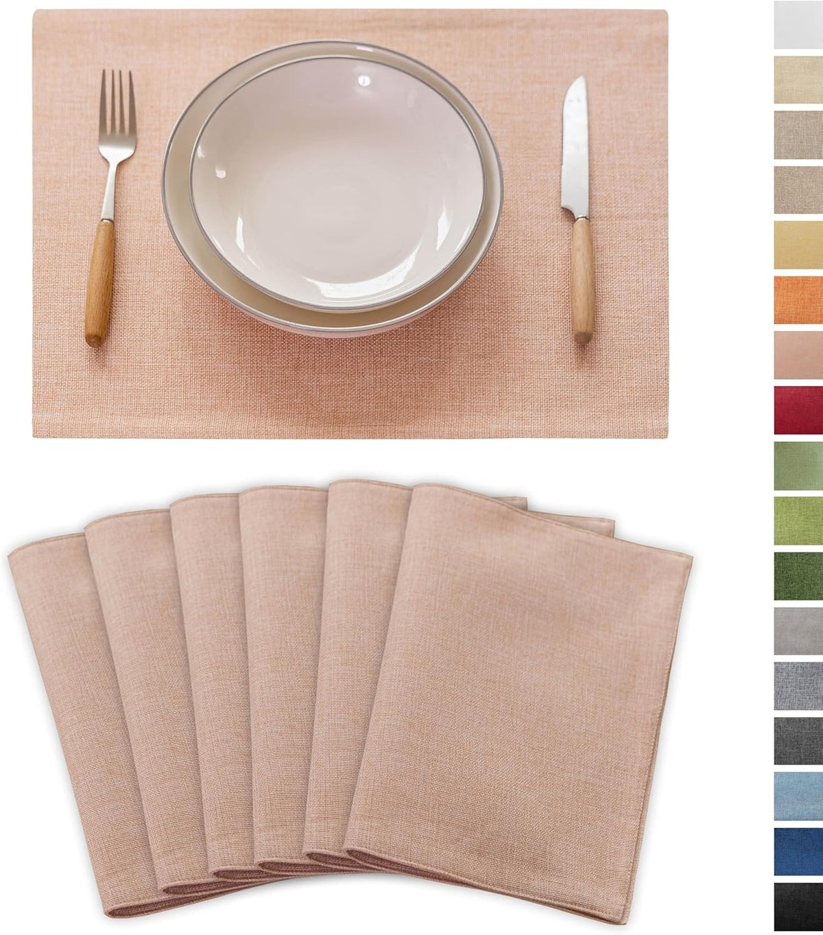 Demetex Pink Placemats Set of 6 Heat Resistant Linen Place Mats Washable Cloth Plate Mats for