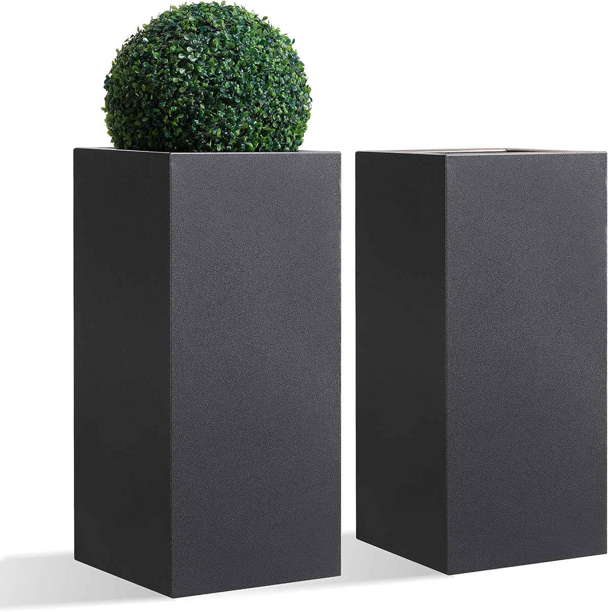 Metallic Heavy Tall Outdoor/Indoor Planter Box, Rectangular, 14Lx14Wx30H Inches, ‎25LBS/PC, Dark