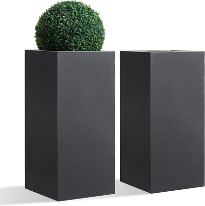 Metallic Heavy Tall Outdoor/Indoor Planter Box, Rectangular, 14Lx14Wx30H Inches, ‎25LBS/PC, Dark