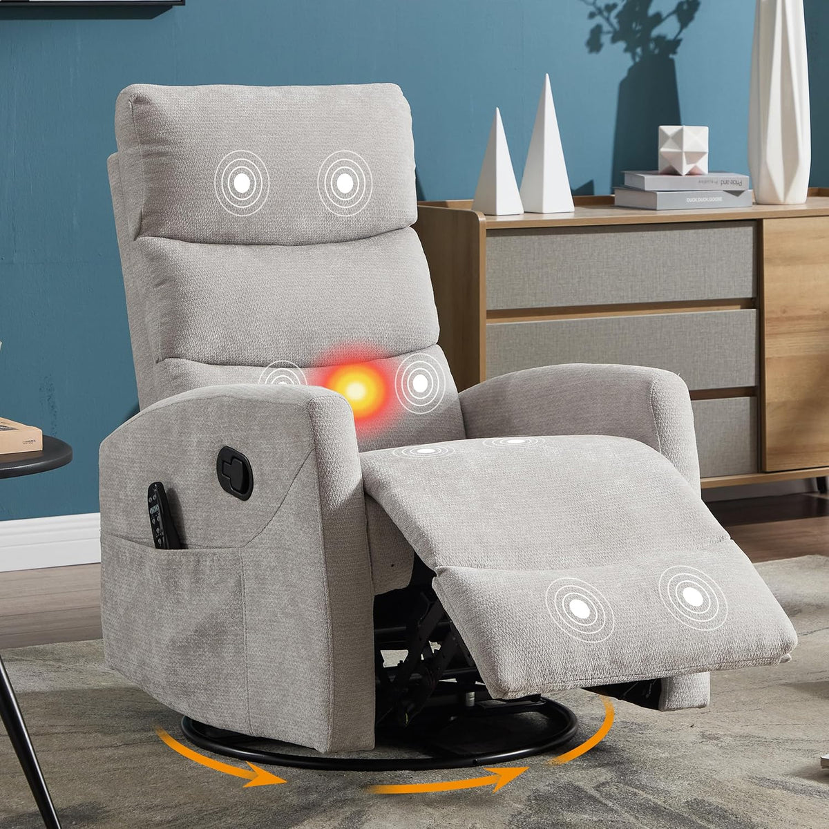 Manual Swivel Rocker Recliner Chair for Adults, Overstuffed Reclining Glider Chair for Nursing with