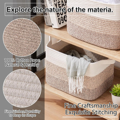OIAHOMY Storage Basket, Woven Baskets for Storage, Cotton Rope Basket for toys,Towel Baskets for