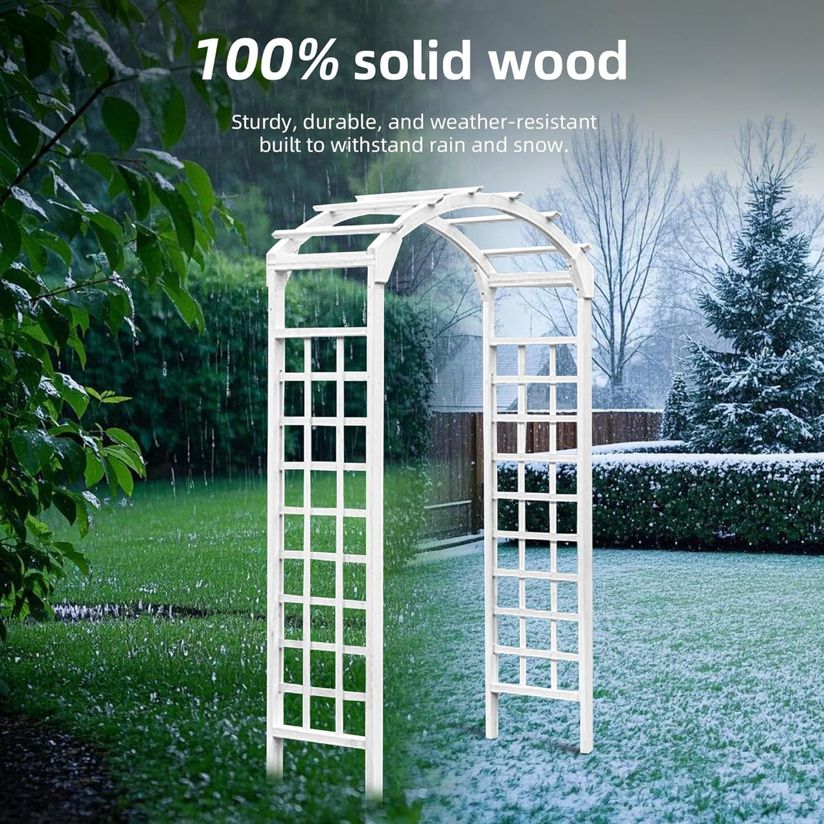 Solid Fir Wooden Garden Arch Premium Outdoor Trellis for Climbing Plants, 84.5”H×49.37”W×23.5’’D