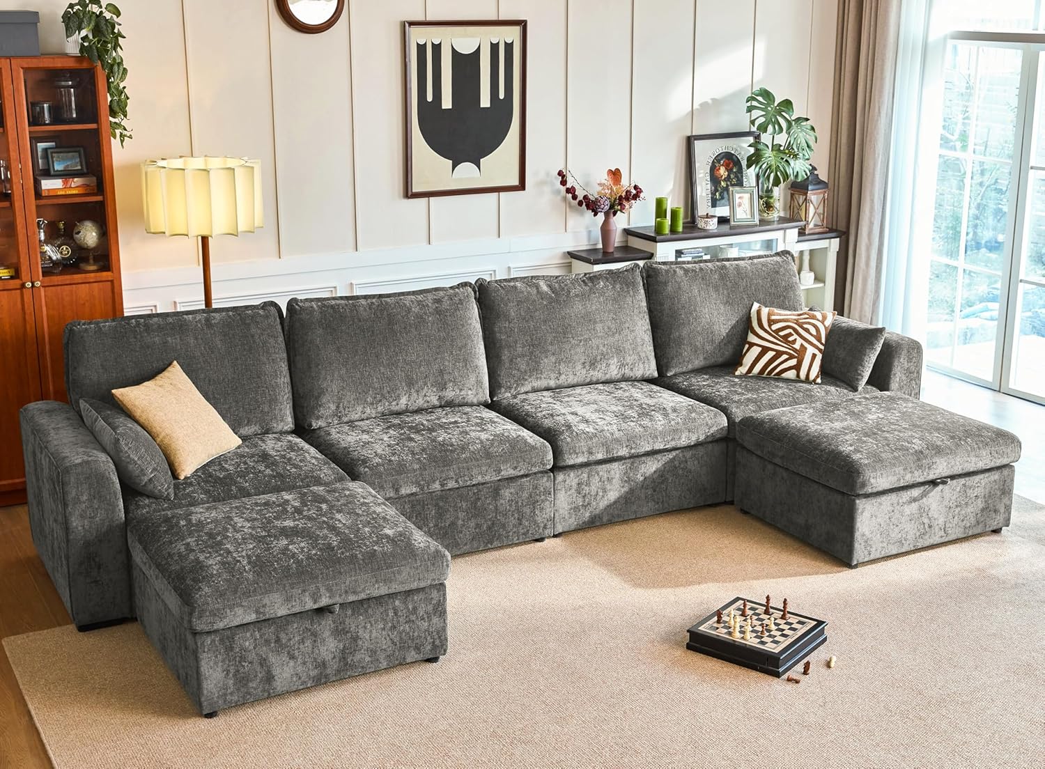 Oversized Modular Sofa Comfy Cloud Couch with Storage, Extra Deep Plush Sectional Sofa Set for
