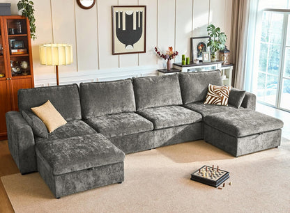 Oversized Modular Sofa Comfy Cloud Couch with Storage, Extra Deep Plush Sectional Sofa Set for