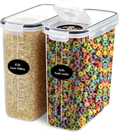 DWËLLZA KITCHEN Extra Large Cereal Containers Storage 6.3L - 213 fl. oz - 2 Pc Family Size Cereal