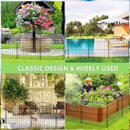 Decorative Garden Fence 24in (H) x20ft (L), 10 Pack No Dig Fence Animal Barrier for Dog, Arched