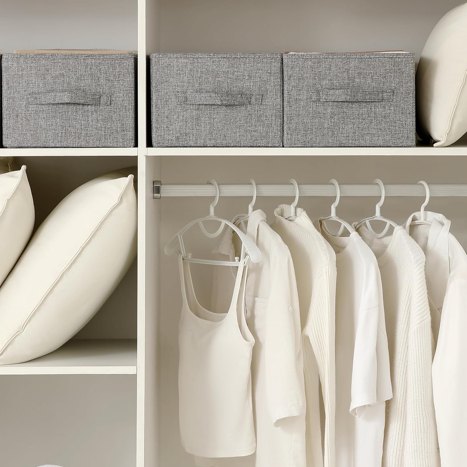Linen Folding Storage Bins, 3 Pack Large Storage Baskets, Washable, Clothing Storage Bins with