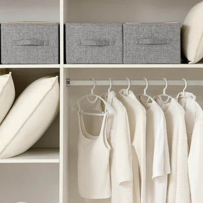 Linen Folding Storage Bins, 3 Pack Large Storage Baskets, Washable, Clothing Storage Bins with