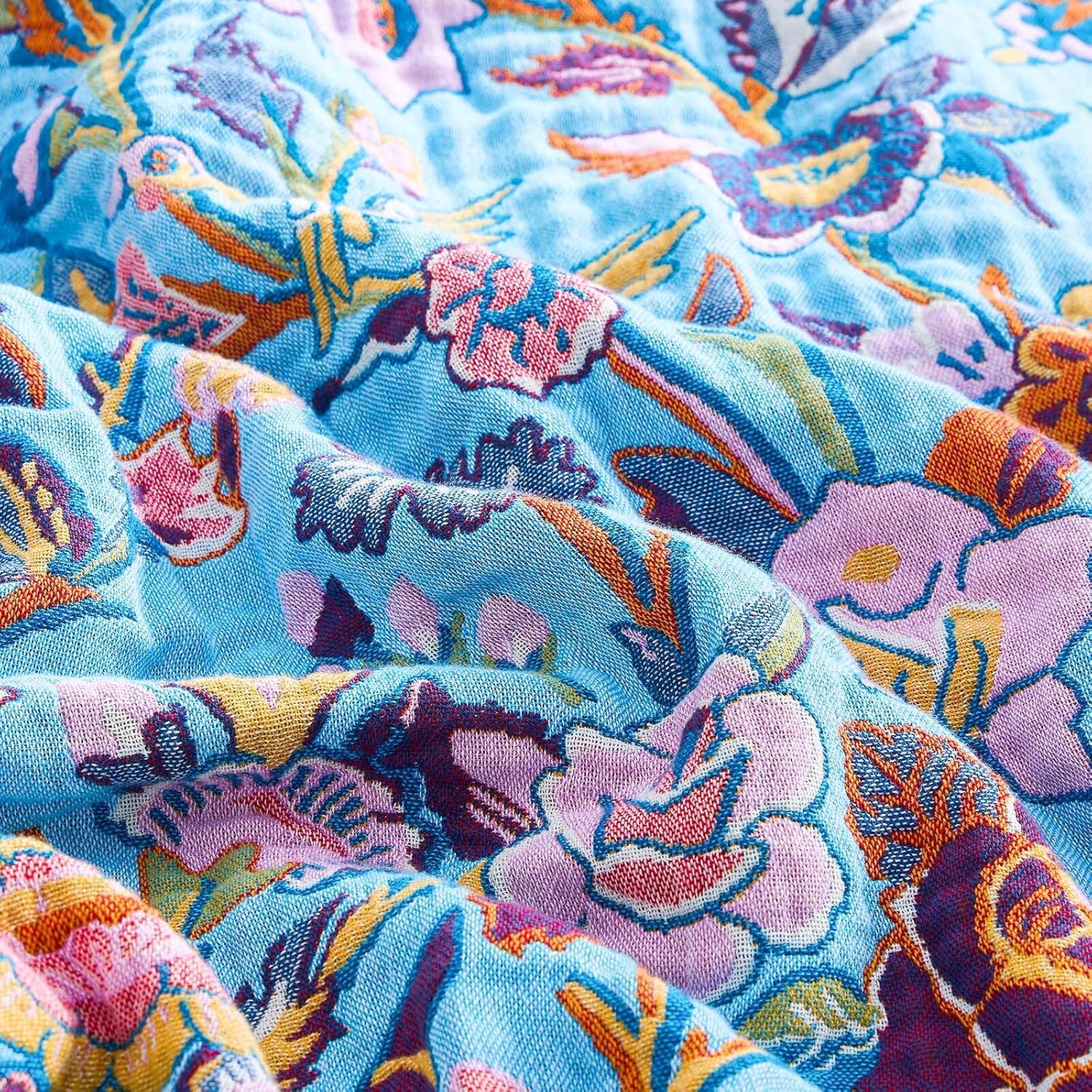 Fall Blanket for Bed, 100% Cotton Soft Rustic Boho Throw Blanket Quilt, 60"x80" Farmhouse Decor Bed