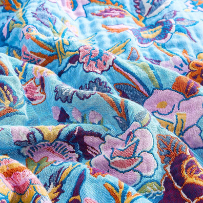 Fall Blanket for Bed, 100% Cotton Soft Rustic Boho Throw Blanket Quilt, 90"x98" Farmhouse Decor Bed