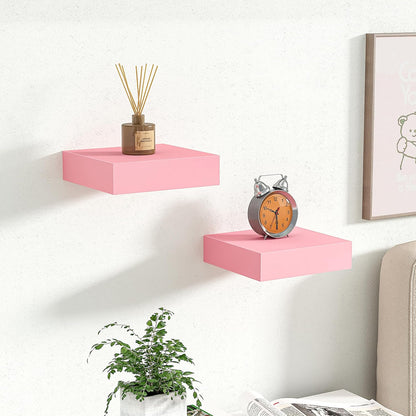 BAMEOS Pink Floating Shelves for Wall, 6" x 6" Wall Shelves for Room, Floating Book Shelves