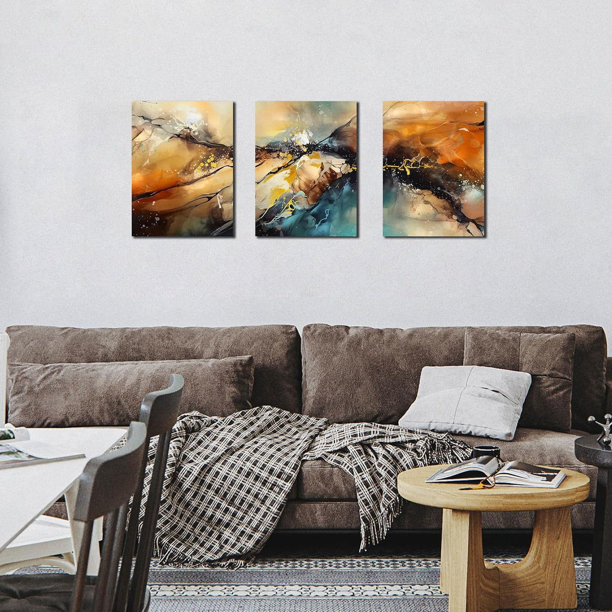 HUBOSKN Abstract Canvas Wall Art for Living Room - Modern Pictures for Office Wall Decor - 3 Piece