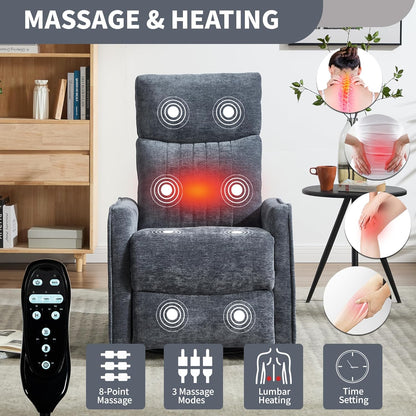 Manual Swivel Rocker Recliner Chair for Adults, Overstuffed Reclining Glider Chair for Nursing with