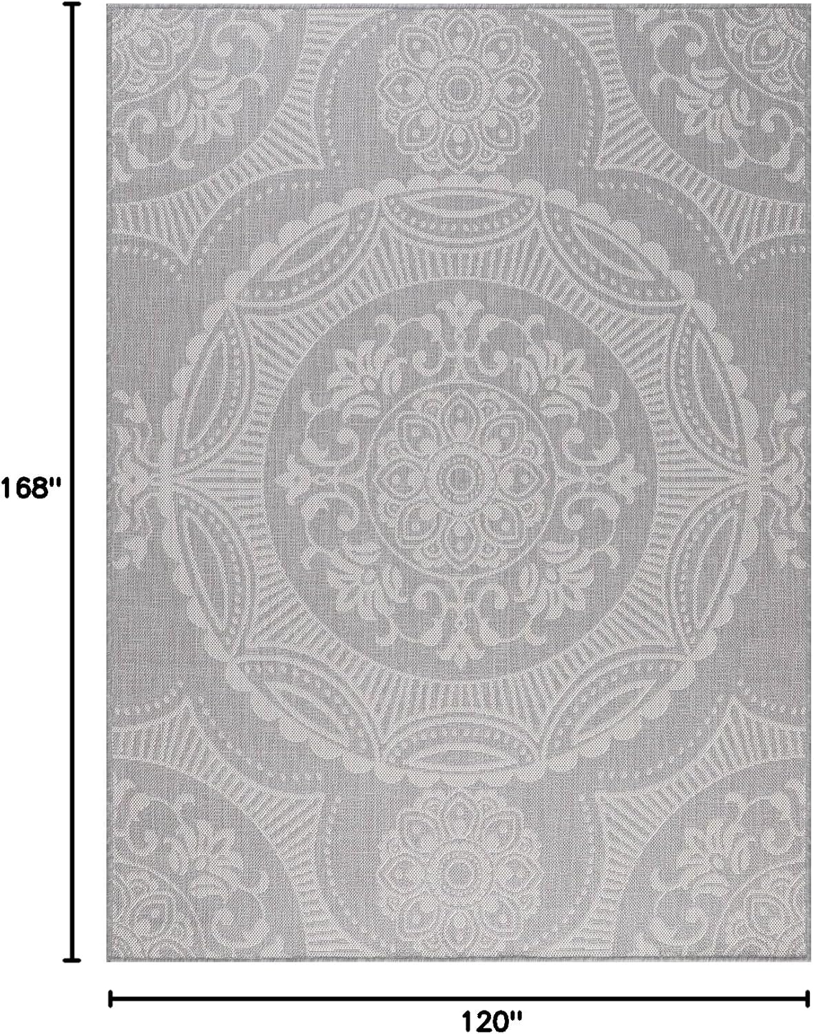 Medallion Outdoor Rug 10x14 Washable Outside Carpet for Indoor Patio Porch Waterproof Easy Cleaning