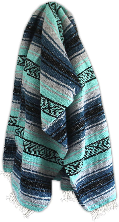 Del Mex Classic Mexican Blanket, Large Authentic Woven Falsa Throw (70"x50"), Artisan Southwest