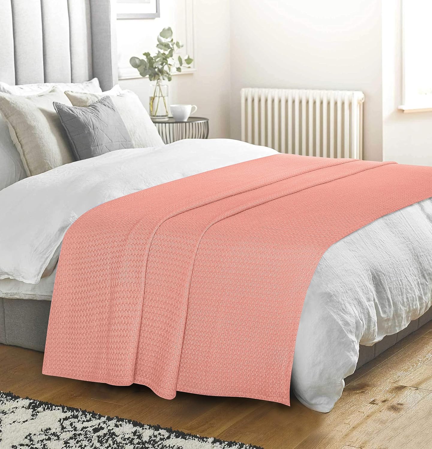 BELIZZI HOME 100% Cotton Bed Blanket, Breathable Bed Blanket King Size, Cotton Thermal Blankets