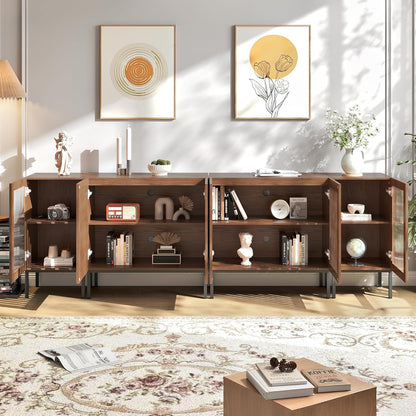 Farmhouse TV Stand for TVs up to 100 Inch, Entertainment Center TV Console with Storage Cabinets