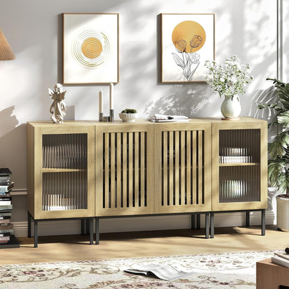 Farmhouse TV Stand for TVs up to 70 Inch, Entertainment Center TV Console with Storage Cabinets and