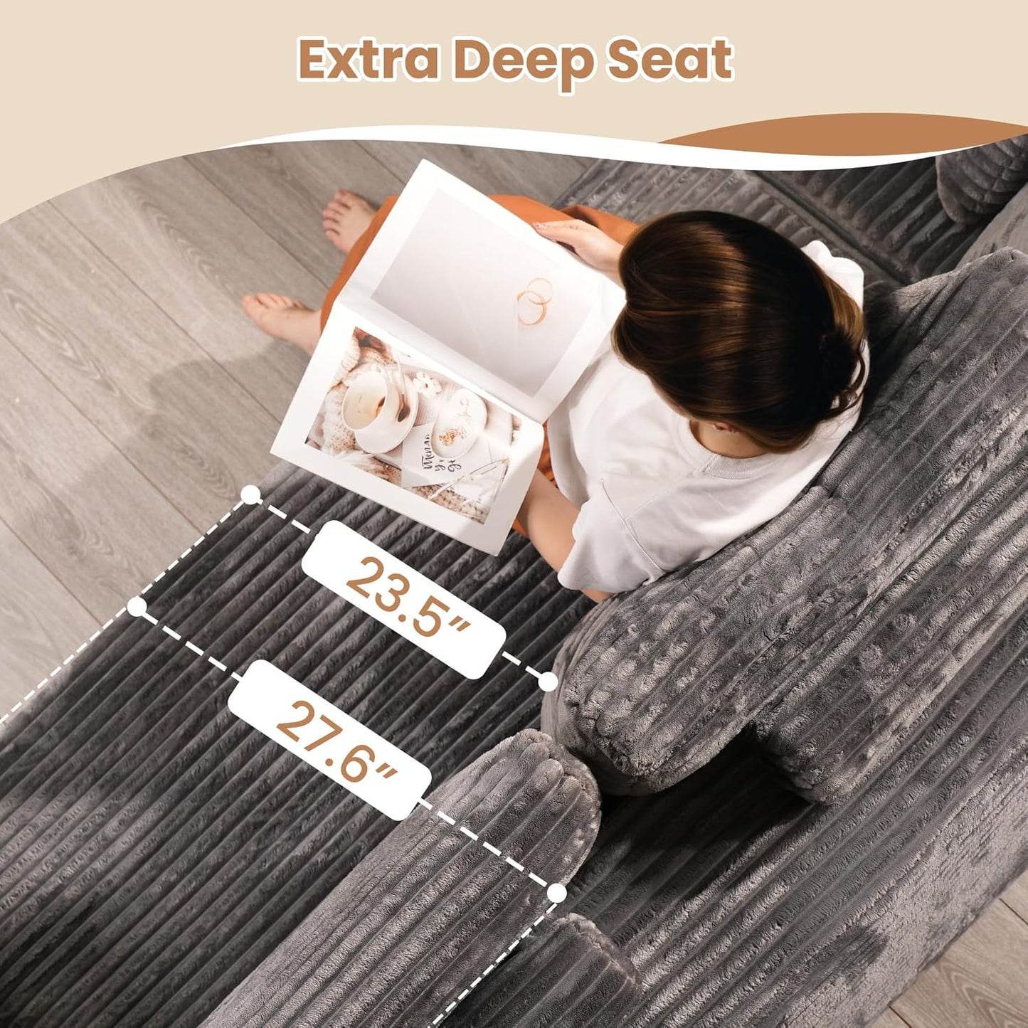 HOOOWOOO Cloud Sectional Couches for Living Room,Modular Sectional Sofa No Assembly,136X110 Inch