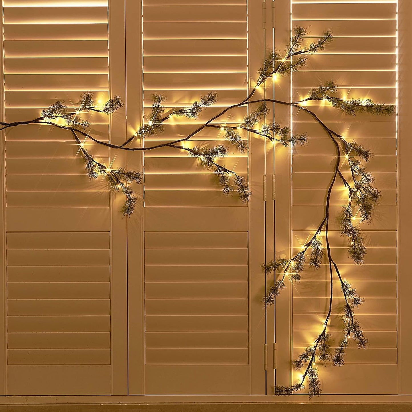 Birchlitland Lighted Pine Garland Battery Operated with Timer 6FT 48 LED Fairy Lights, Christmas