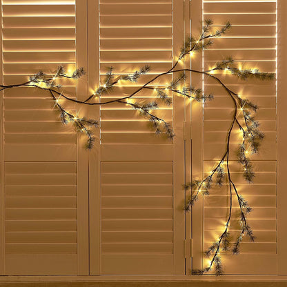 Birchlitland Lighted Pine Garland Battery Operated with Timer 6FT 48 LED Fairy Lights, Christmas