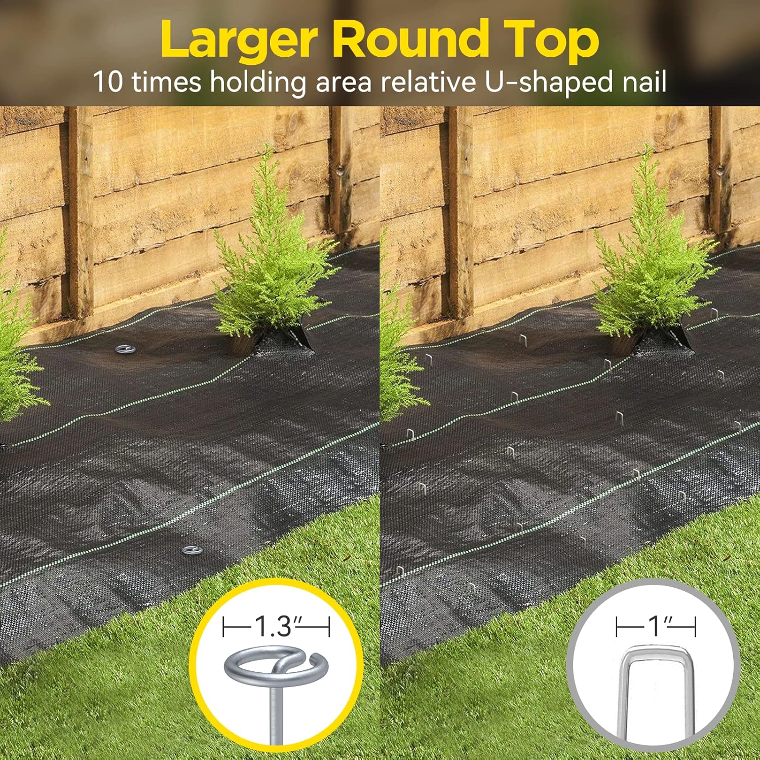 Landscape Fabric Pins, Thickened 8 Gauge Circle Top Landscape Pins, Not Easy to Bend 6 inch