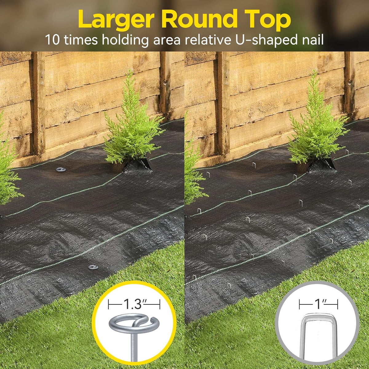 Landscape Fabric Pins, Thickened 8 Gauge Circle Top Landscape Pins, Not Easy to Bend 6 inch