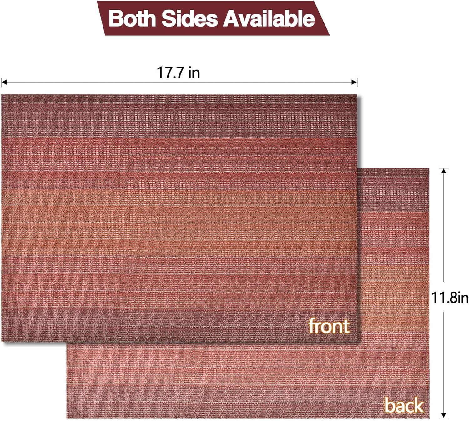 Placemats Set of 8 - Easy Clean Washable Vinyl Placemats - Wipeable Heat Resistant Table Mats for