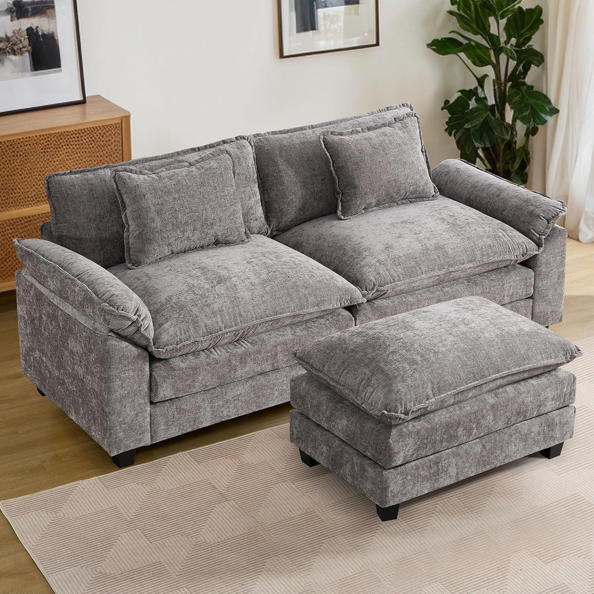 URRED Modular Sectional Sofa Comfy Cloud Couch, Modern Chenille Sofa Sleeper Deep Seat Couches with