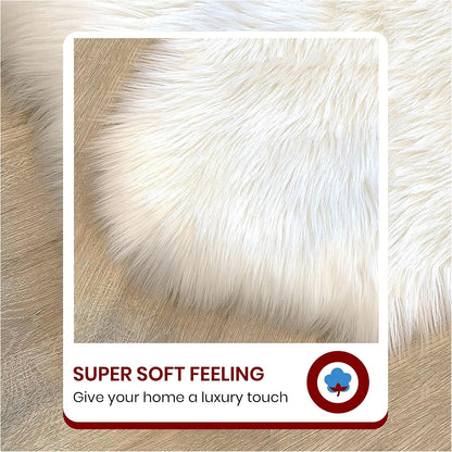 LAMBZY Faux Sheepskin Hypoallergenic Free Shape Silky Shag Rug, Luxury Shaggy Silky Plush Carpet