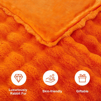 DREAMNINE Large Fuzzy Soft Fall Bubble Faux Rabbit Fur Blanket Queen Size 80" x 90", Luxury Big