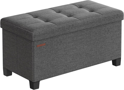 SONGMICS Storage Ottoman Bench, Foldable Foot Rest with Legs, 15 x 30 x 15.2 Inches, End of Bed