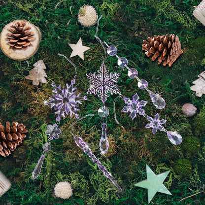 32pcs Crystal Christmas Ornaments for Christmas Tree Decorations-Purple Hanging Acrylic Snowflake