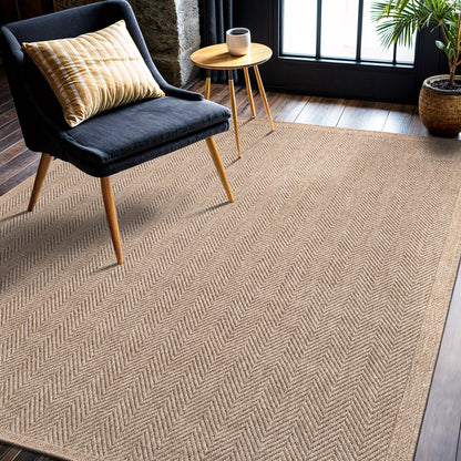 CAMILSON Easy Jute Rug 5x7, Indoor Outdoor Natural Color Fiber Area Rugs for Living Room Patio and