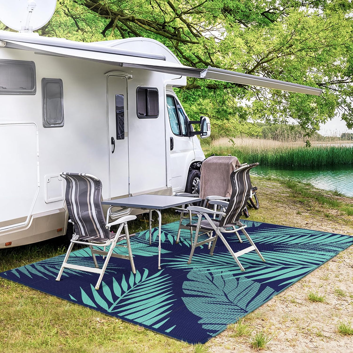 GENIMO Outdoor Rug 8' x 10' Waterproof for Patios Clearance, Reversible Outdoor Plastic Straw