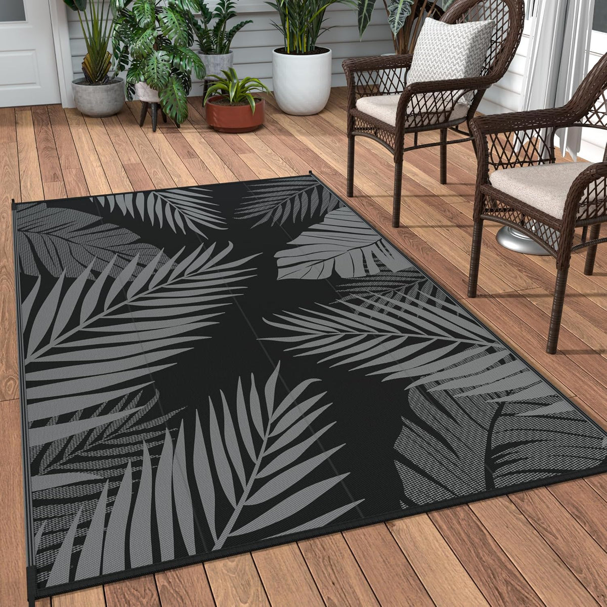 GENIMO Outdoor Rug 3' x 5' Waterproof for Patios Clearance, Reversible Outdoor Plastic Straw