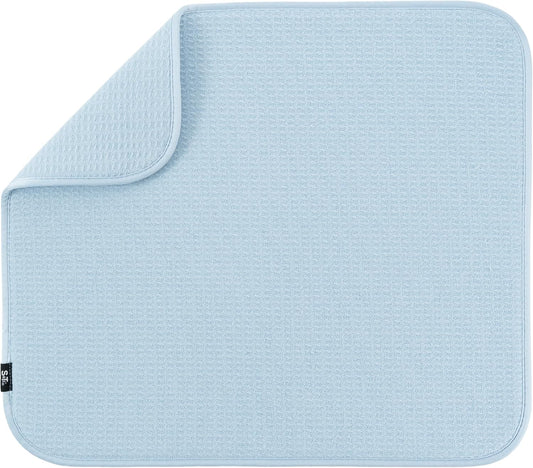 S&T INC. Dish Drying Mat, 16” x 18”, Absorbent Microfiber Kitchen Counter Mat, Dish Drying Pad for