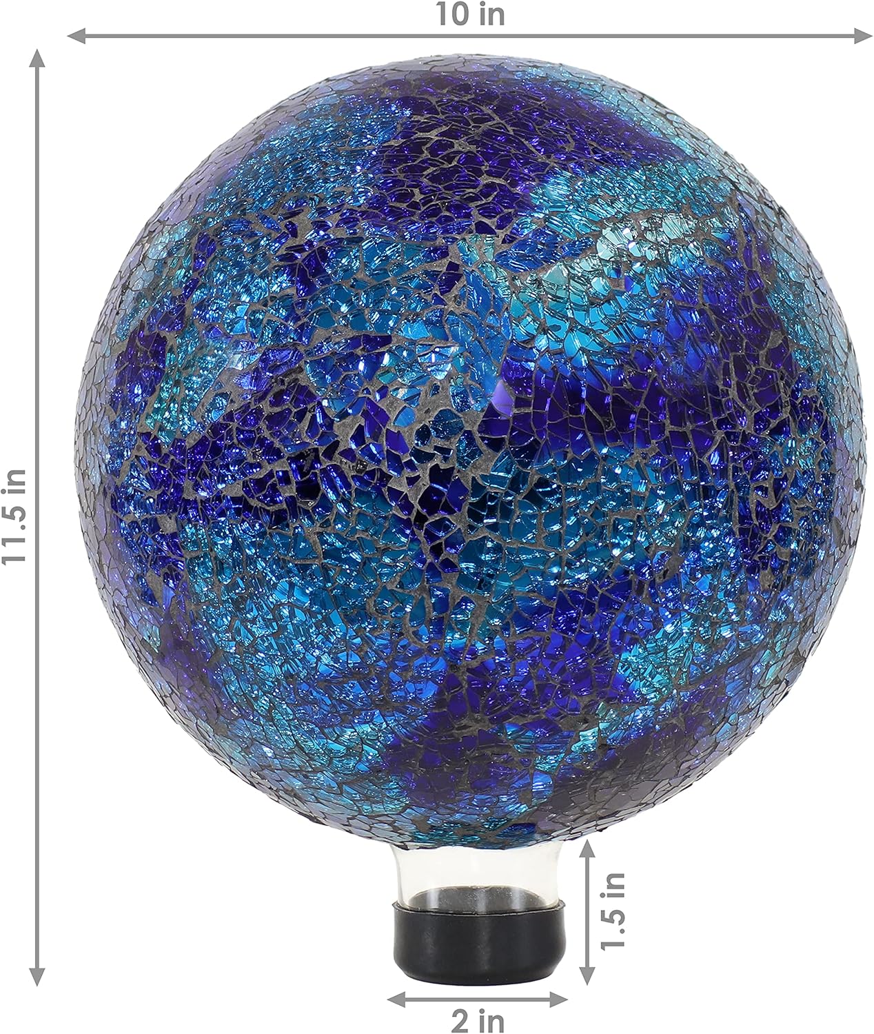 Sunnydaze 10-inch Gazing Ball for Garden - Crackled Glass Mosaic Gazing Globe for Outside - Deep