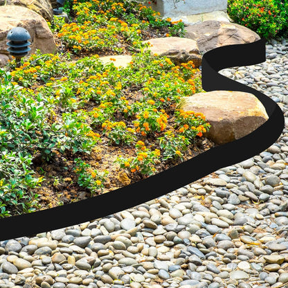 6 Inch Tall 33 ft Length No Dig Landscape Plastic Edging Kit with Hammer Spikes Plastic Garden