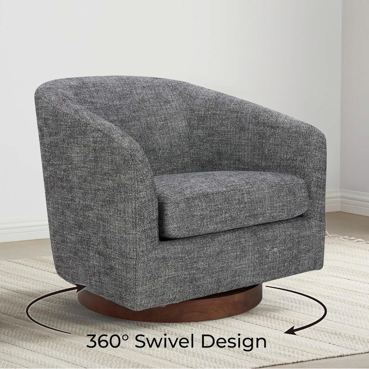 CHITA Swivel Accent Chair, FSC Certified Upholstered Fabric Barrel Chair for Living Room, Fully