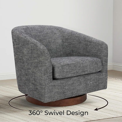 CHITA Swivel Accent Chair, FSC Certified Upholstered Fabric Barrel Chair for Living Room, Fully