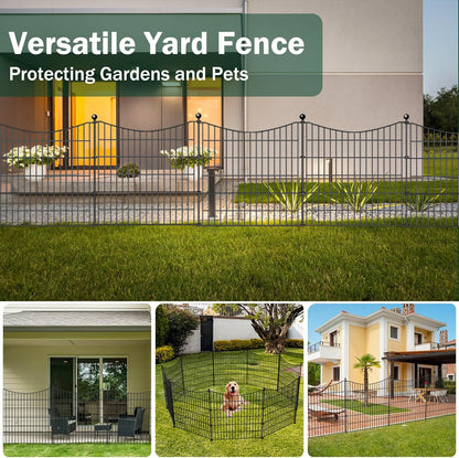 5 Panels No Dig Dog Fence Outdoor for Yard, 40 in(H) X 12 ft(L) Decorative Tall Garden Fence Animal
