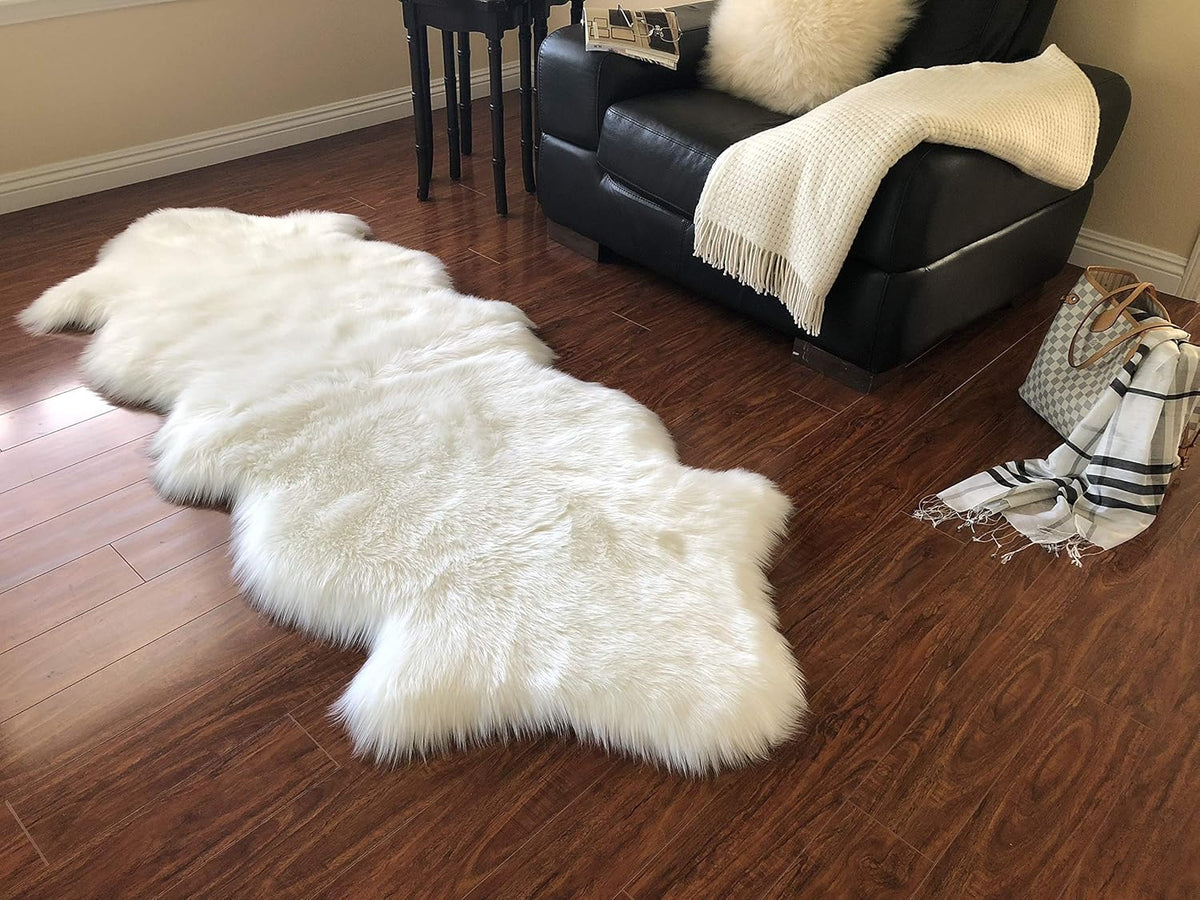 LAMBZY Faux Sheepskin Hypoallergenic Free Shape Silky Shag Rug, Luxury Shaggy Silky Plush Carpet
