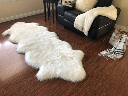 LAMBZY Faux Sheepskin Hypoallergenic Free Shape Silky Shag Rug, Luxury Shaggy Silky Plush Carpet